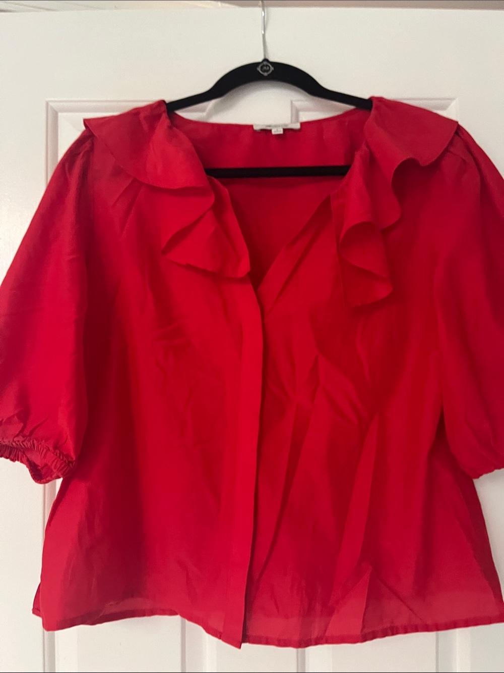 Madewell Red Ruffle-Front Blouse